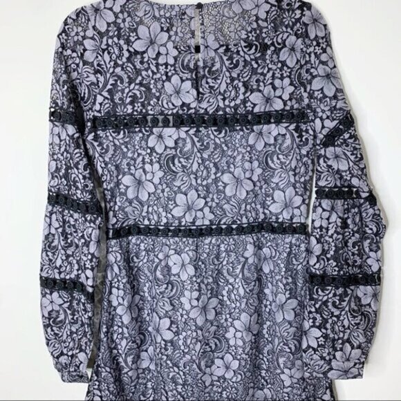 Revolve For Love & Lemons Theodora Bell Sleeve Mini Dress Lace Purple Small - Picture 10 of 16
